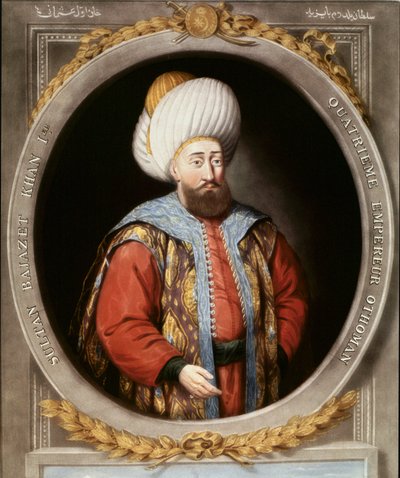 Portrait of the fourth Ottoman Sultan Bayazid I known as Yildirim by School Ottoman