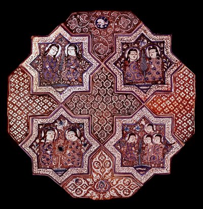 Persian art: fragment of a wall faience panel, from Damghan by School Persian