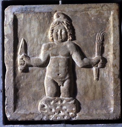 Representation of Mitra (or Mithra), an Iranian deity, born from a rock by School Persian