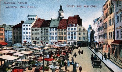 Postcard Depicting Old Town Market Place in Warsaw by School Polish