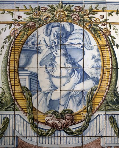 Ornamental panel with a portrait of a woman by School Portuguese