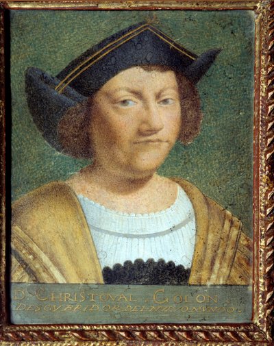 Portrait of the navigator Christopher Columbus by School Portuguese