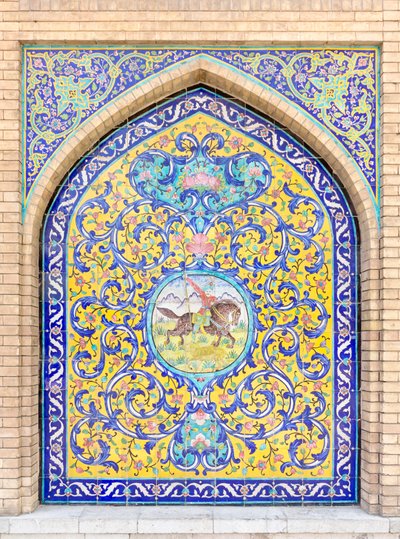 Tilework at the Golestan palace, Tehran, Iran by School Qajar