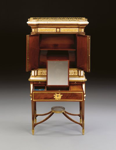 A Russian Ormolu-Mounted White Marble and Mahogany Bonheur du Jour, c.1790 by School Russian