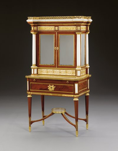 A Russian ormolu-mounted white marble and mahogany bonheur du jour, c.1790 by School Russian