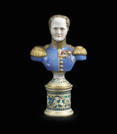 A porcelain bust of Emperor Alexander I, c. 1825-1850 by School Russian