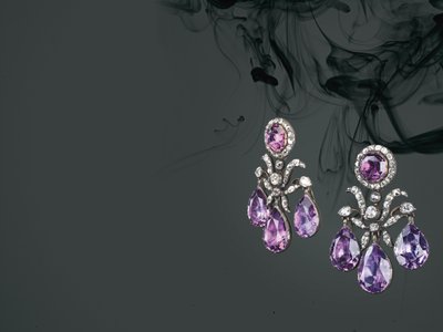 Historic pair of ear pendants, c.1760 by School Russian