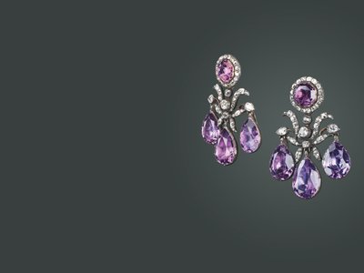 Historic pair of ear pendants, c.1760 by School Russian