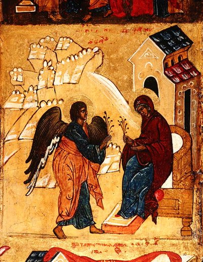 Icon depicting the Annunciation (detail) by School Russian