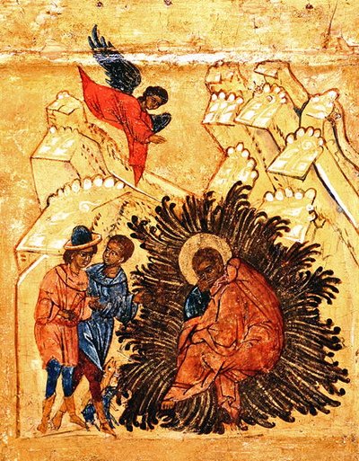 Icon depicting the Dream of St Joseph (detail) by School Russian