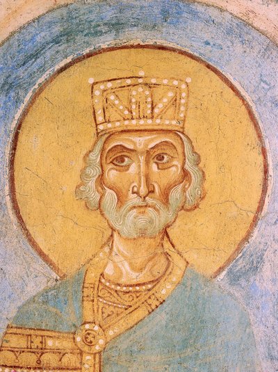 King David - Ancient Russian Frescos - 12th Century - Saint George