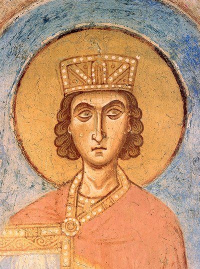 King Solomon - Ancient Russian frescos - 12th century - Fresco - Saint George