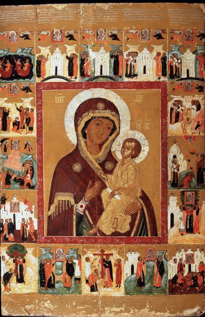 The Tichvin Virgin With The Wonders by School Russian