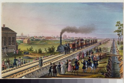 Arrival of the First Train from Saint Petersburg to Tsarskoye Selo, October 30, 1837 by School Russian