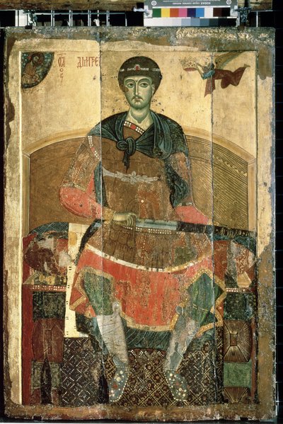 The Christian Martyr Saint Demetrios of Thessaloniki Enthroned by School Russian