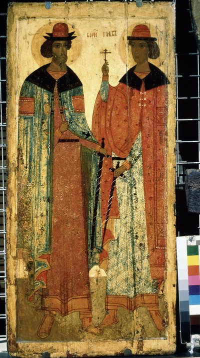 Saints Boris and Gleb, Sons of Vladimir I of Kiev by School Russian