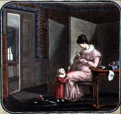 Mother and Child in an Interior by School Russian