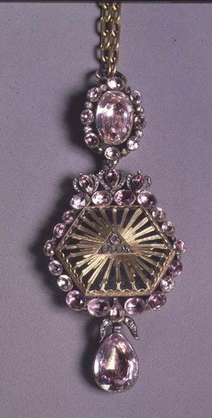 Panagia, jewel worn by orthodox priests, set with precious stones, St. Petersburg by School Russian