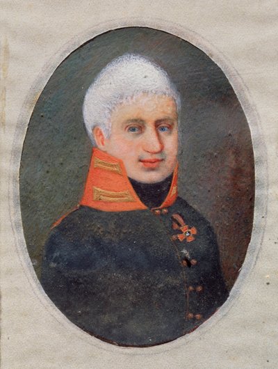 Portrait of the poet Anton A. Delvig (in military uniform) by School Russian