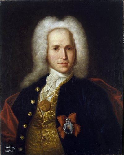 Portrait of the Scientist, Military Engineer and Inventor Andrey Nartov (1683-1756) by School Russian