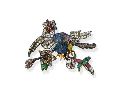 Rare multi-gem eagle brooch, c.1750 by School Russian