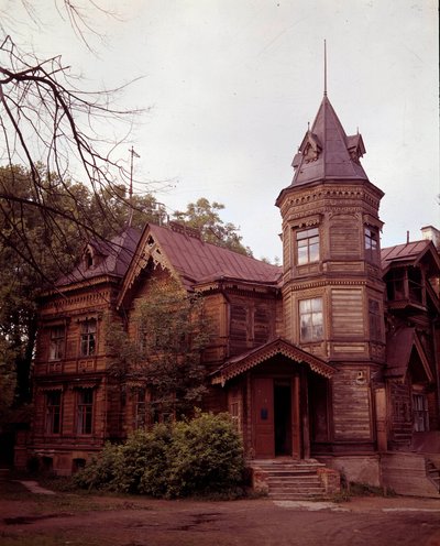 View of a 19th century dacha, Russian country house by School Russian
