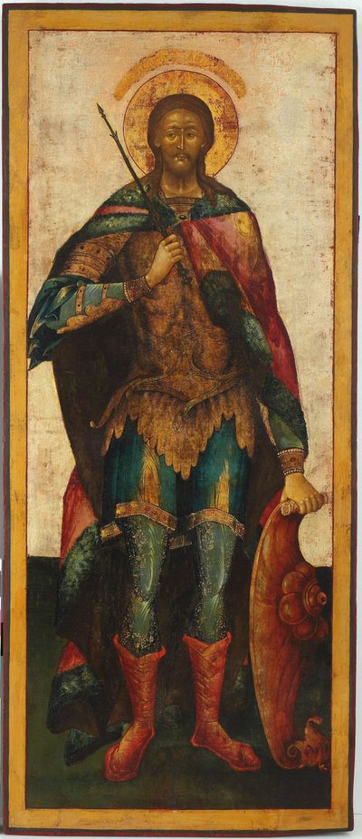 Saint Alexander Nevsky - Russian icon. Tempera on panel, Second Half of the 18th century. Dimension: 142.5x61 cm Ikonen Museum Recklinghausen by School Russian