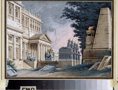 Temple. Stage Design for a Theatre Play by School Russian