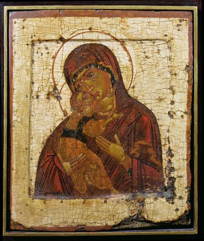The Mother of God of Vladimir, Russian icon, Pskov School, late 15th century by School Russian