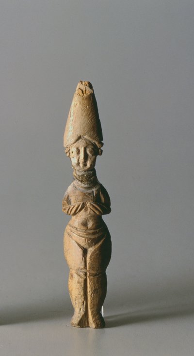 Figurine with a tall hat, from Susa, Iran, 4th-6th century AD by School Sasanian