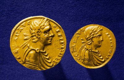 Gold coins of Sicily with the effigy of Frederic II by Hohenstaufen, German emperor by School Sicilian