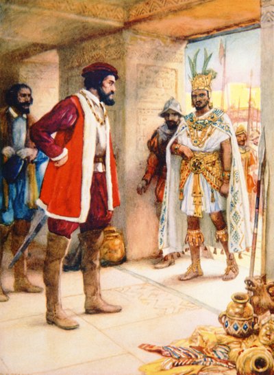 Hernan Cortes makes Montezuma a hostage in 1519 by School Spanish