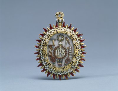 Two-Sided Pendant with Symbols of Christ and the Passion, and Christ in the Temple among Elders by School Spanish