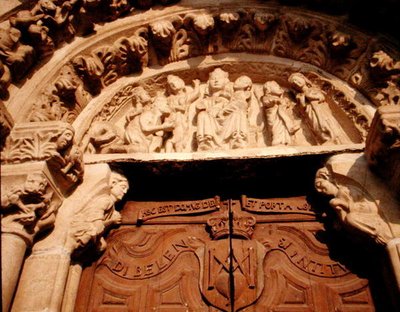 Tympanum of west portal of Sta Maria del Azogue by School Spanish
