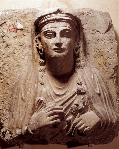 Eastern antiquity: burial bust of Saba. From Palmyra. 2nd-3rd century. Paris, Louvre Museum by School Syrian