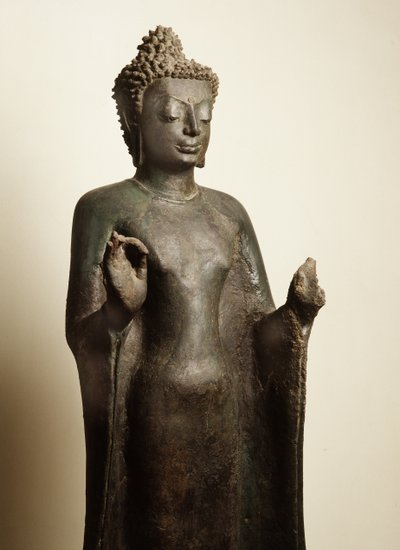 Buddha descending from tavatsima heaven, Davaravati Period by School Thai