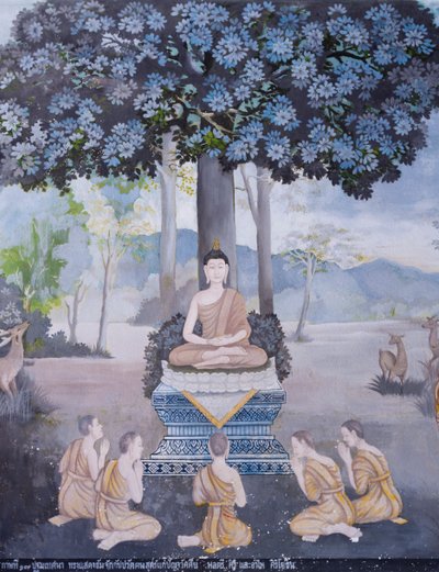 Fresco depicting a scene from the life of Buddha, Wat Phra That Doi Suthep temple by School Thai
