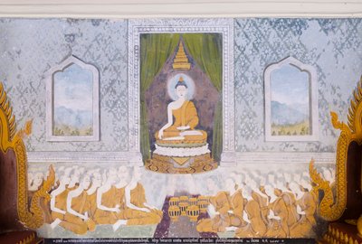 Fresco Depicting a Scene from the Life of Buddha, Wat Phra That Doi Suthep Temple by School Thai