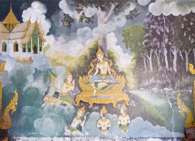 Fresco Depicting a Scene from the Life of Buddha, Wat Phra That Doi Suthep Temple by School Thai