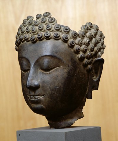 Head of Buddha Looking Down, Lan Na Culture by School Thai