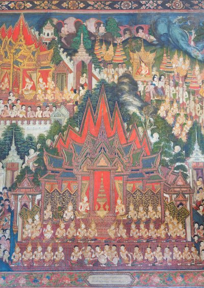 Murals in the Buddhaisawan Chapel, Palace of Wang Na by School Thai