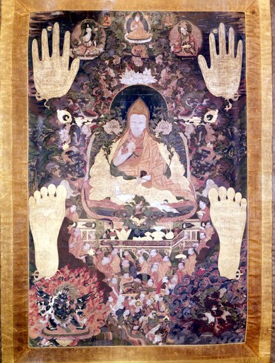 Blo Bzang Rgya ktso, the fifth Dalai Lama, the most illustrious and important in history. Tibetan Thai-ka, Guimet Museum, Paris by School Tibetan