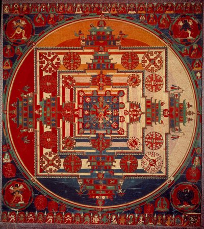 Mandala of Vajravarahi the goddess dances (in the center) its name means adamantine sow by School Tibetan
