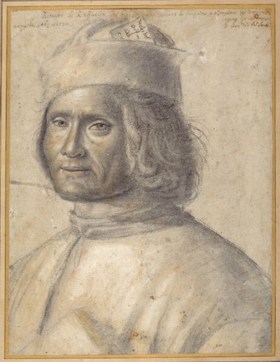Bust-length portrait of a bearded man in a cap, holding a book against his chest, late 15th to early 16th century by School Venetian