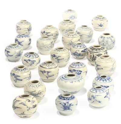 Twenty-Five Hoi An Hoard Blue and White Jarlets, Late 15th-Early 16th Century by School Vietnamese