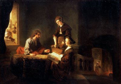 Christ in the House of Martha and Mary by School of Rembrandt van Rijn