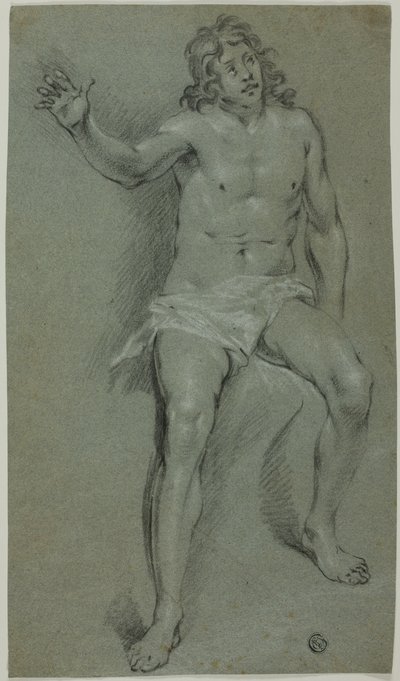 Seated Male Nude (front); Sketches of Hand and Boy