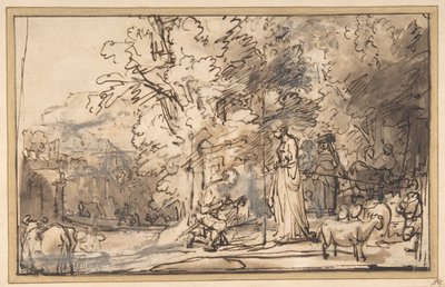 The Meeting of Jacob And Rachel at the Well by School of Rembrandt van Rijn