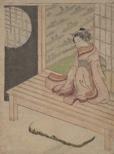 A Young Woman Seated upon the Engawa of a House, ca. 1765 by School of Suzuki Harunobu