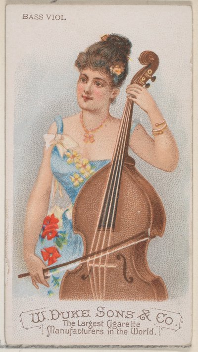 Bass Viol, from the Musical Instruments series N82 for Duke brand cigarettes, 1888 by Schumacher and Ettlinger